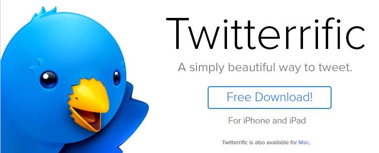 Ein Blauer Vogel mit weit offenem Schnabel winkt. Es ist das Symbol der Firma Twitterrific.