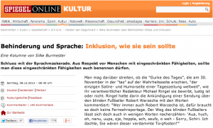 Screenshot eines Artikels von Spiegel Online.