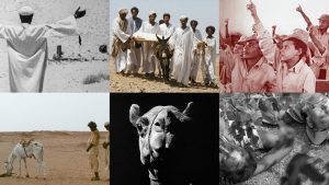 Fotocollage aus dem Film "Al Habil" mit Männern in der Wüste.