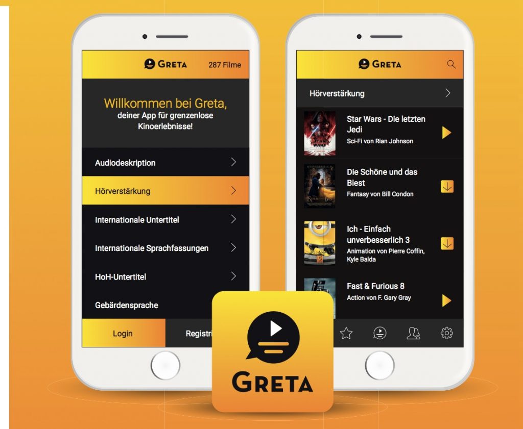 Zwei scrennshots der Greta-App